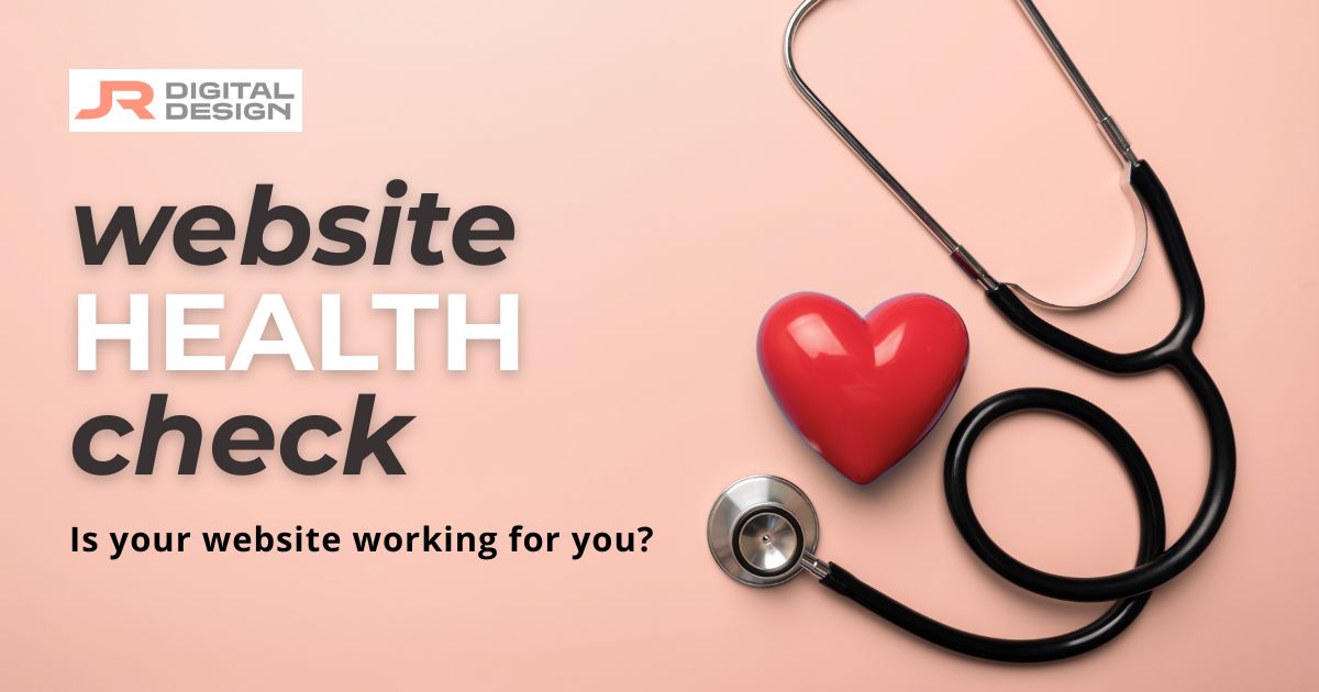 Website Health Check service by JR Digital Design with a stethoscope and heart symbol